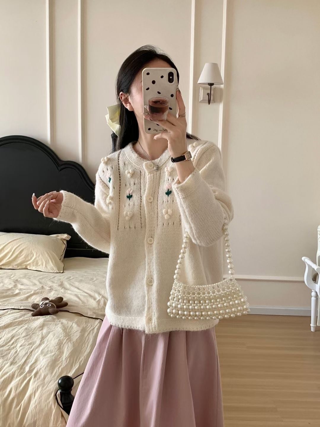 【outer】刺繍ニットカーデ M25905