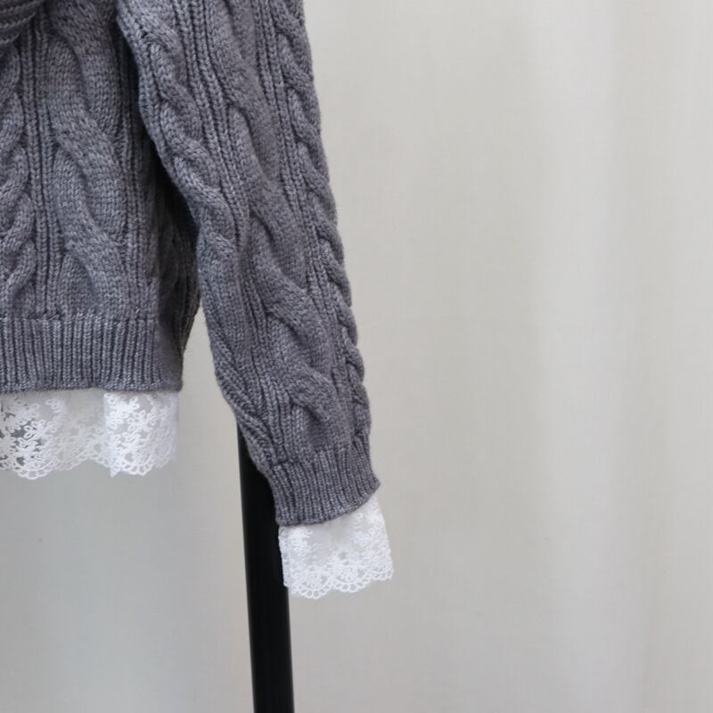 【tops】レース切り替えニットセーター M27899