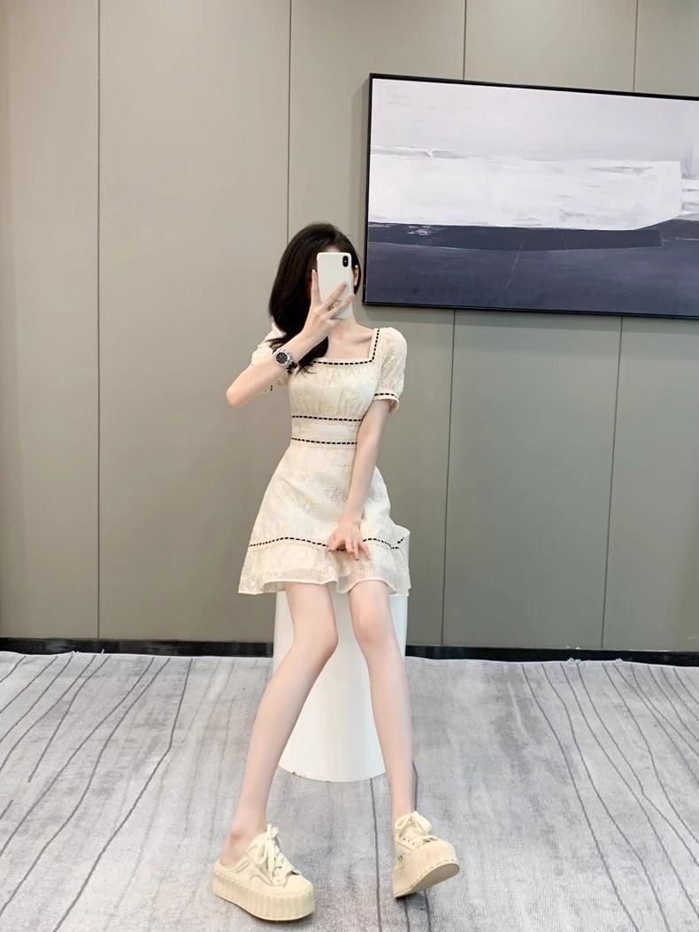 【dress】スクエアネックパフスリーブワンピース G21532
