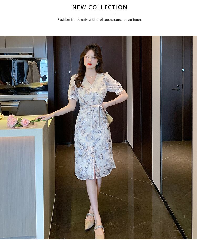 【dress】Vネック花柄ワンピース G20485