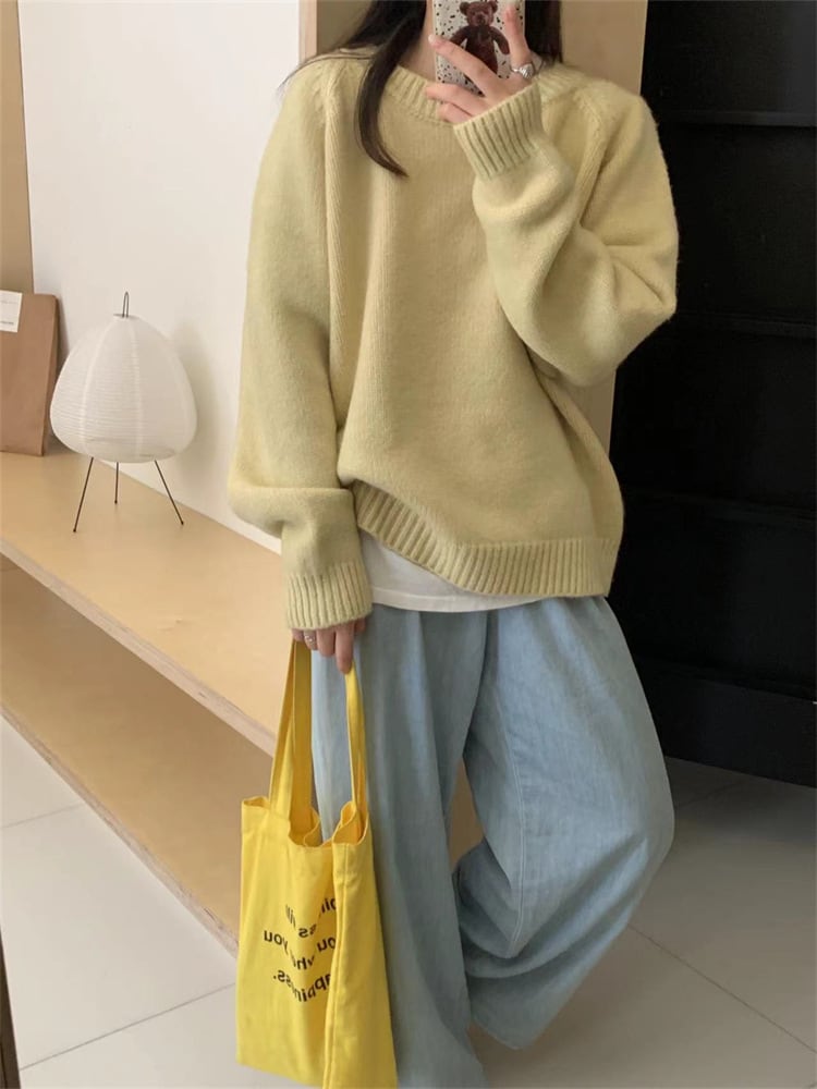 【tops】無地ニットセーター M27252