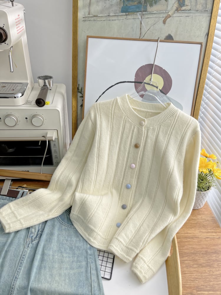 【outer】クルーネックニットカーデ M28957