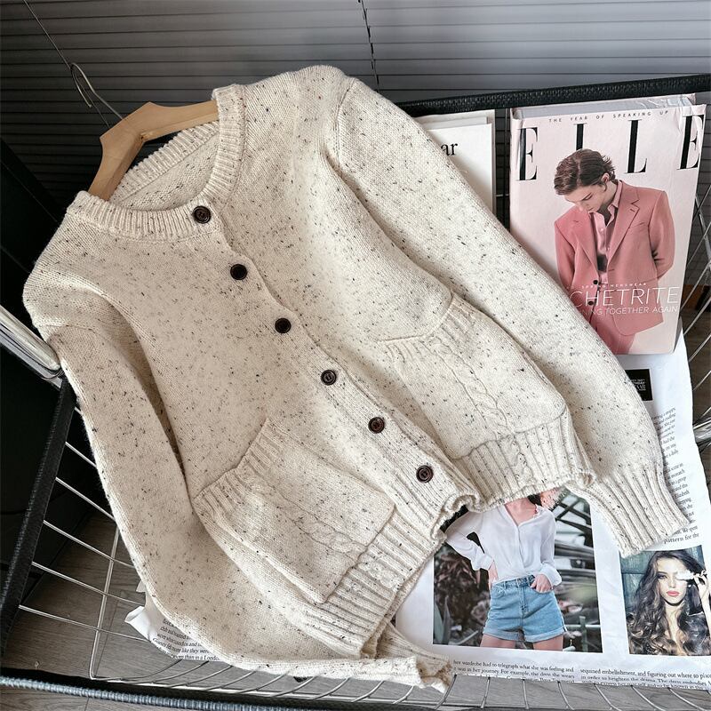 【outer】クルーネックニットカーデ M18878