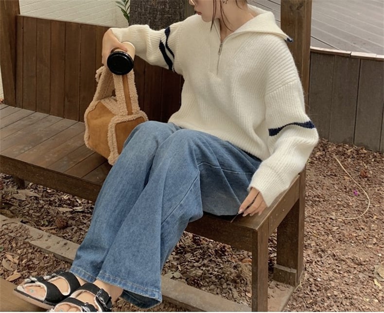 【tops】ファスナーニットセーター M25995