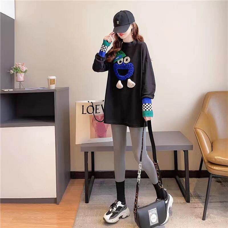 【tops】ラウンドネック長袖ゆったり着回しパーカーF1533