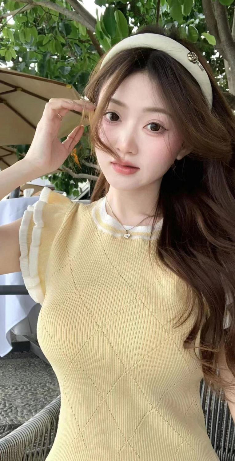 【set】フレンチスリーブトップス+スカート2点セットF7888