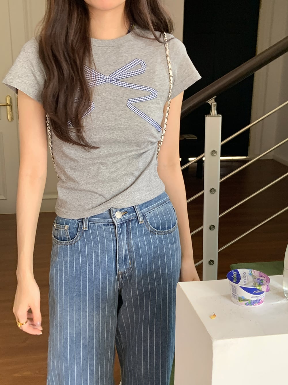 【tops】リボン付きTシャツ M24988