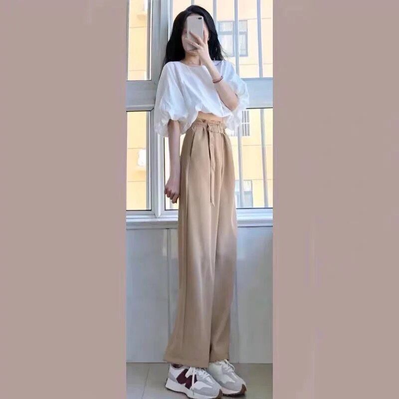 【set】夏美人度アップ!スウィート洋気パフスリーブトップス+ガウチョパンツ2点セット