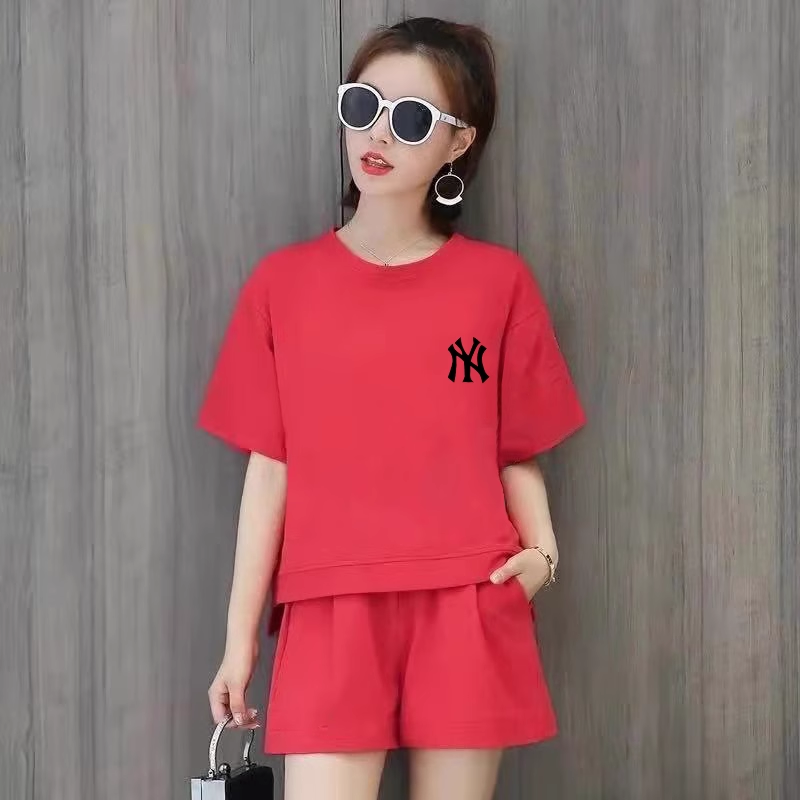 【set】5色英字柄Tシャツ+ショートパンツ2点セットF7704
