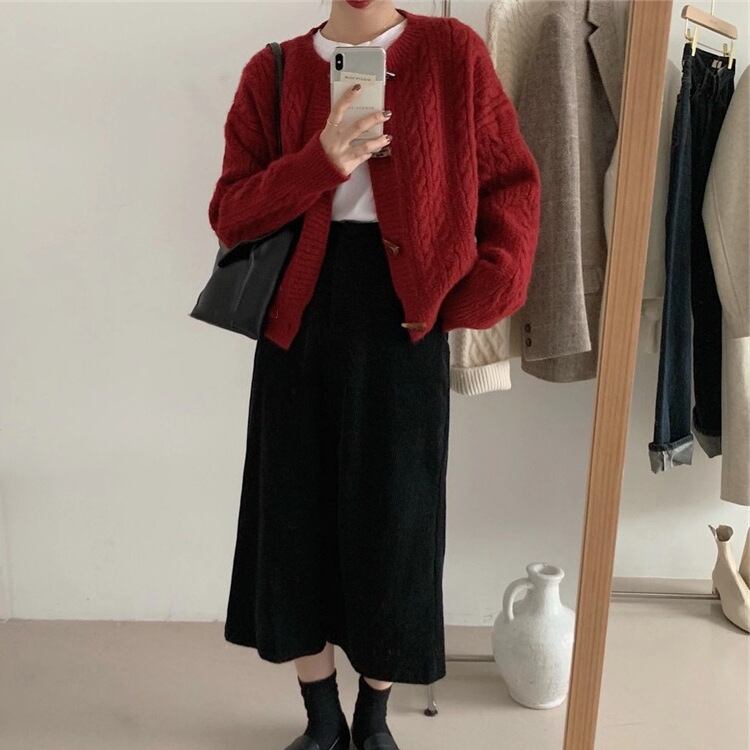 【outer】クルーネックニットカーデ M27240