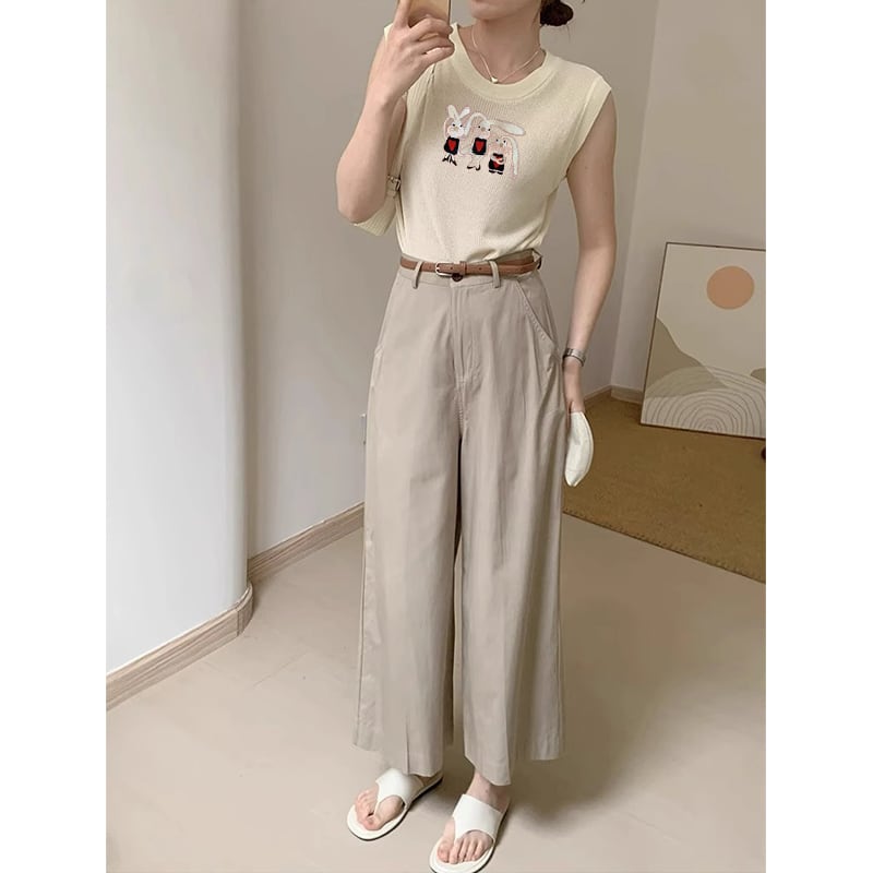 【tops】3色動物柄配色タンクトップF7316