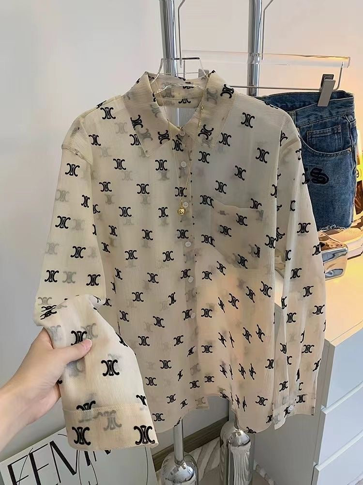 【tops】ポロカラー長袖シャツF7878