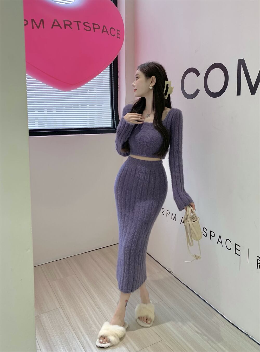 【set】 気質満点セクシーニットトップス+ハイウエストスカート2点セット G10253