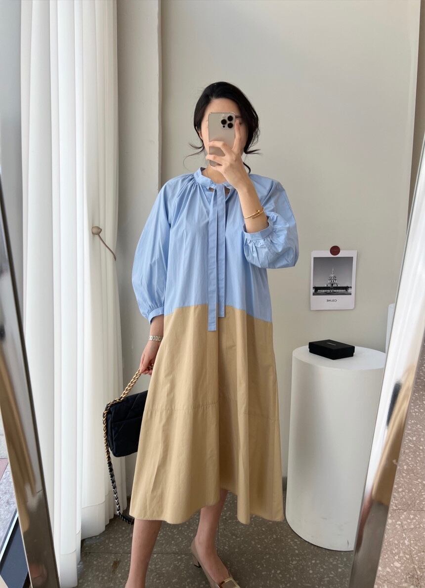 【dress】配色カジュアルワンピース M18692