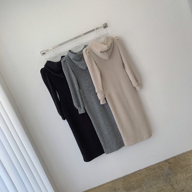 【dress】好感度満載!気質満点体型カバー着痩せパフスリーブワンピース G10915