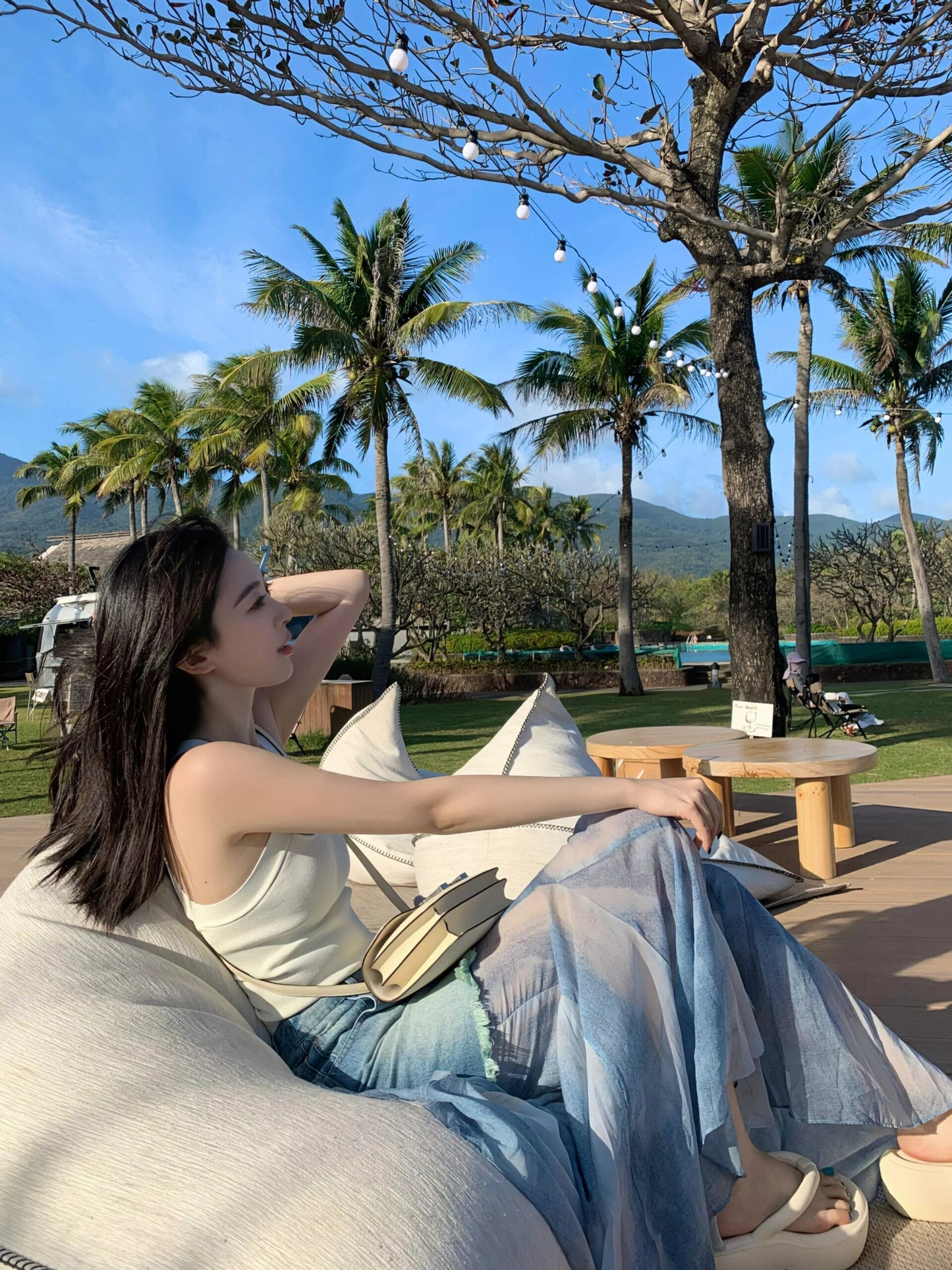 【bottoms】デニム切り替えメッシュスカートG20394