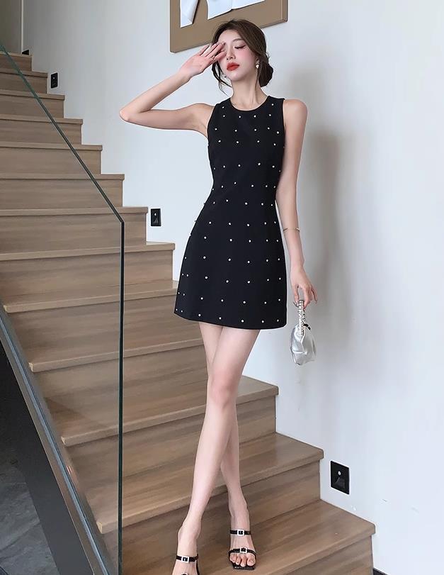 【dress】バックレスラインストーンワンピースF7322