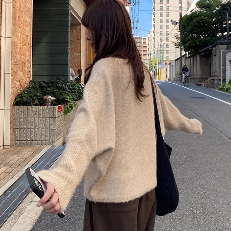 【tops】ハイネックニットトップス Q7393