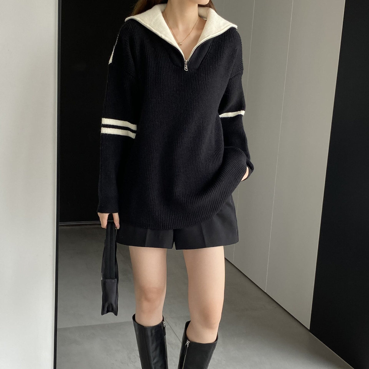 【tops】ファスナーニットセーター M18735