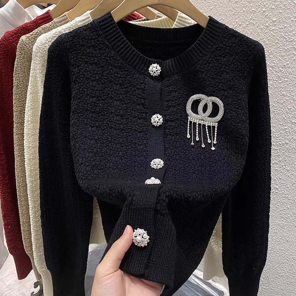 【outer】リボン付きニットカーディガンF7981