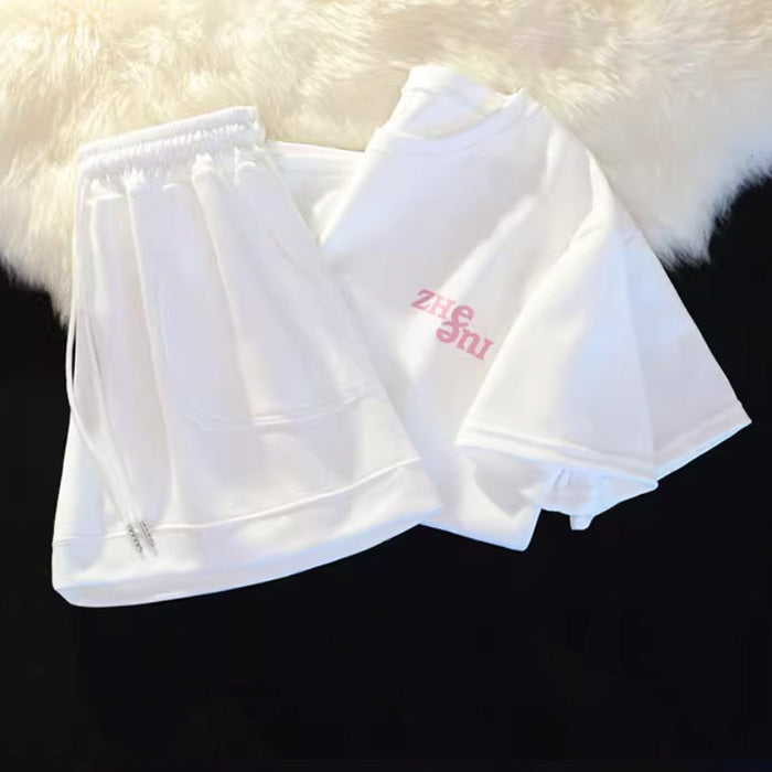 【set】4色Tシャツ+ショートパンツ2点セットF7763