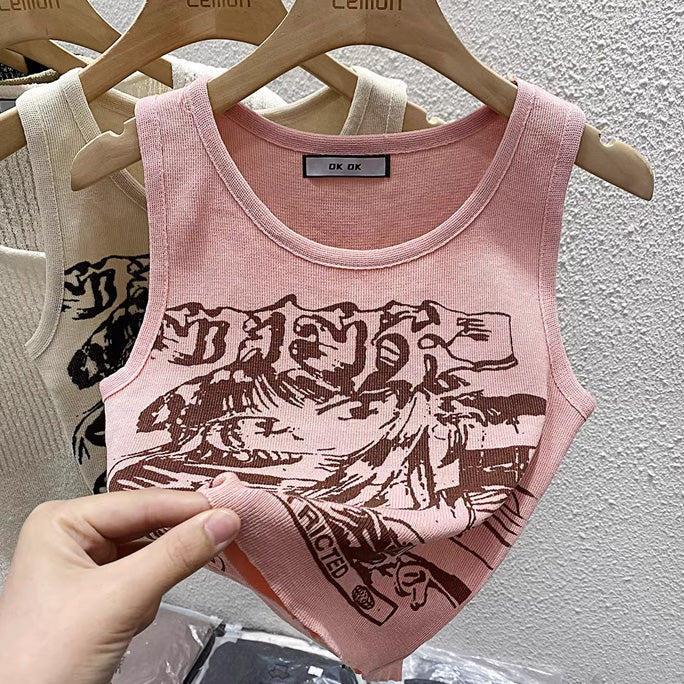 【tops】2色ノースリーブニットタンクトップF7770