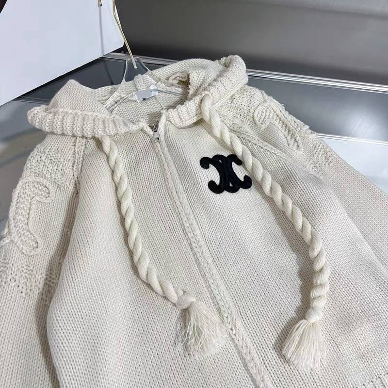 【outer】フード付きニットカーディガンF8019