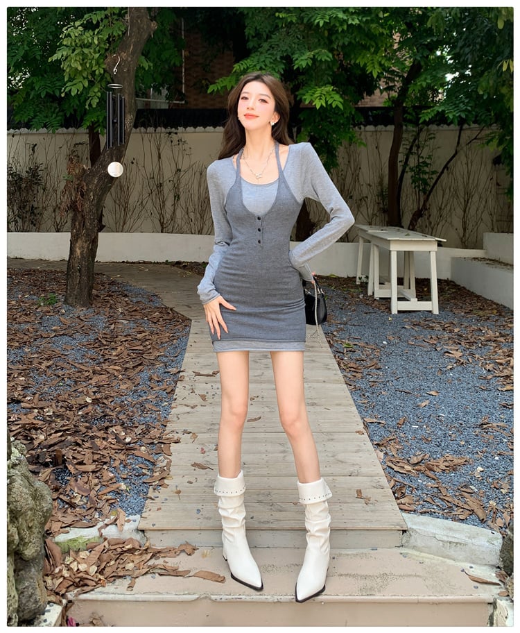 【dress】切り替え配色ワンピース M29558