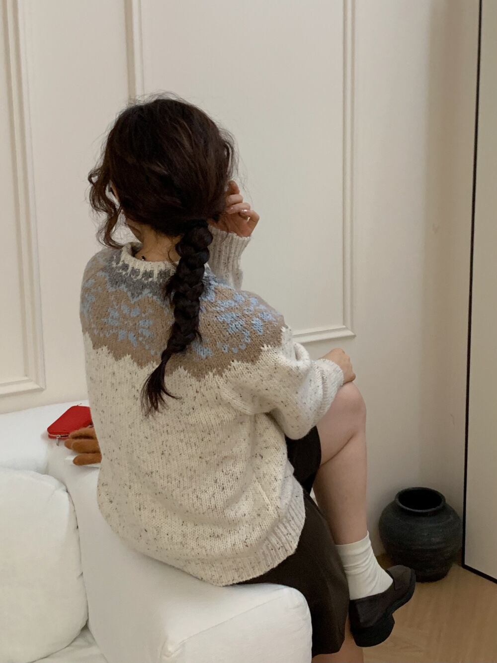 【outer】クルーネックニットカーデ M27105