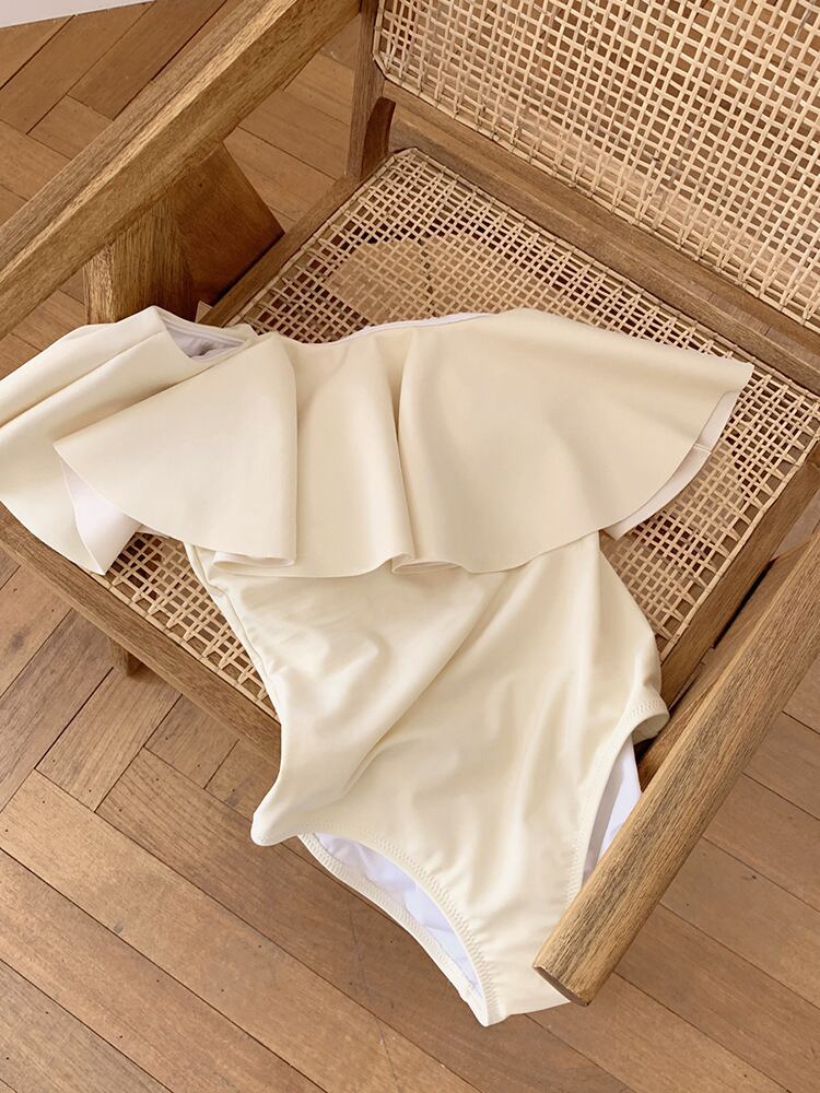 【水着】2022夏新作海旅行韓国風INS風フリル無地シンプル着痩せセクシーオールインワン水着F2294