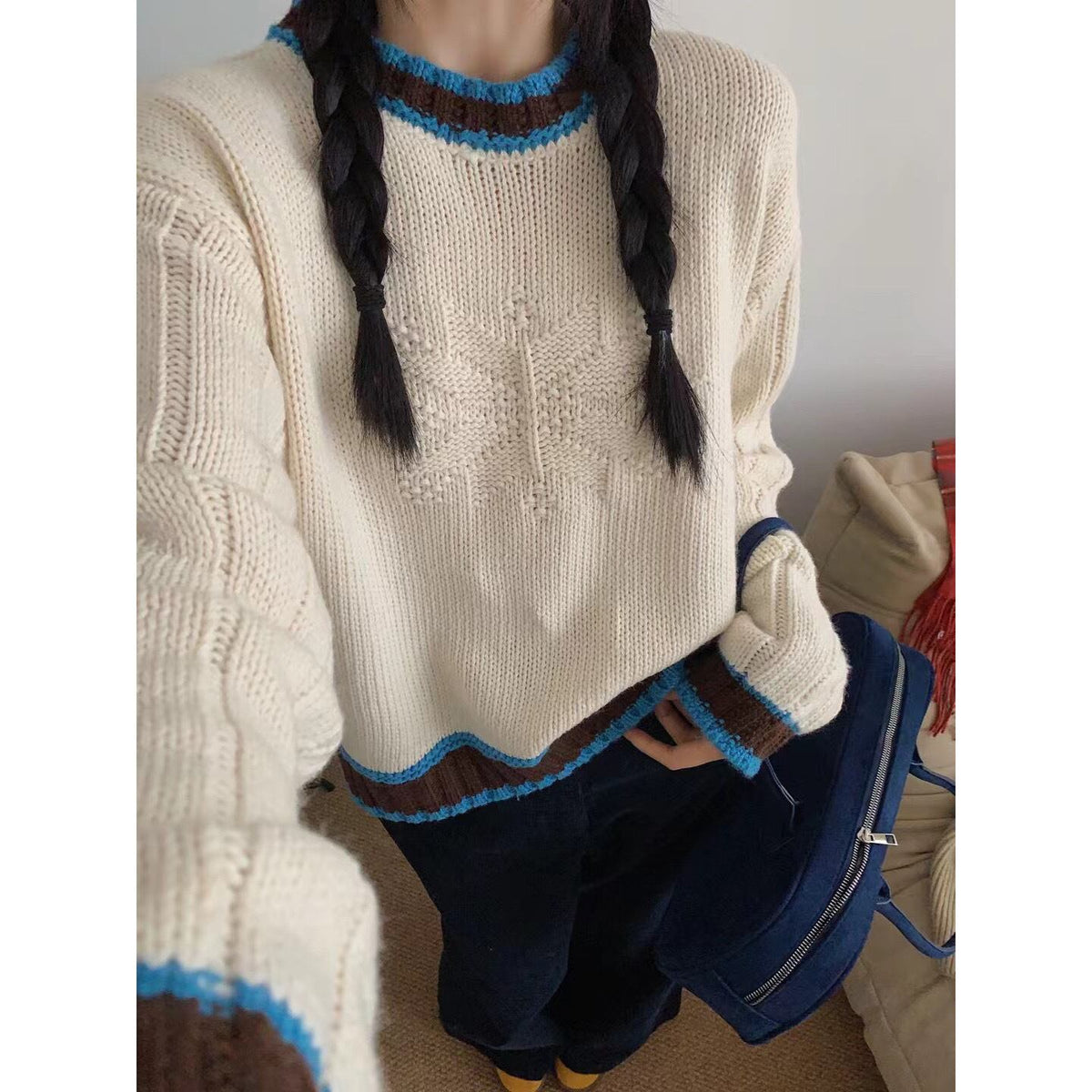 【tops】ジャカードニットセーター M28825