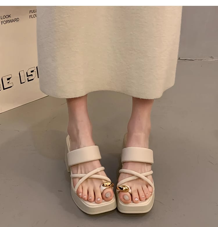【shoes】2色厚底スリッパF7498