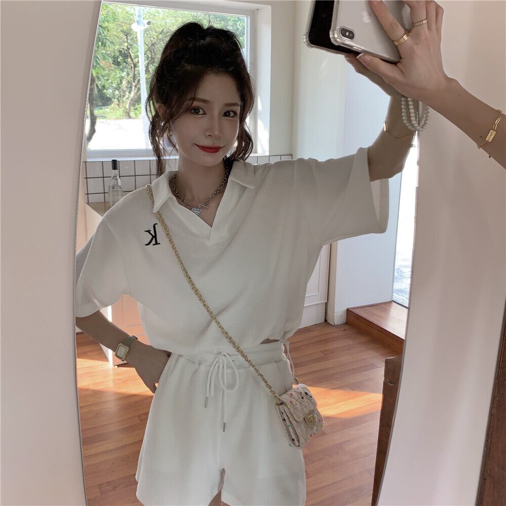 【set】美感いっぱい韓国系ファッション着痩せ着心地良いスウィート洋気2点セット G0651