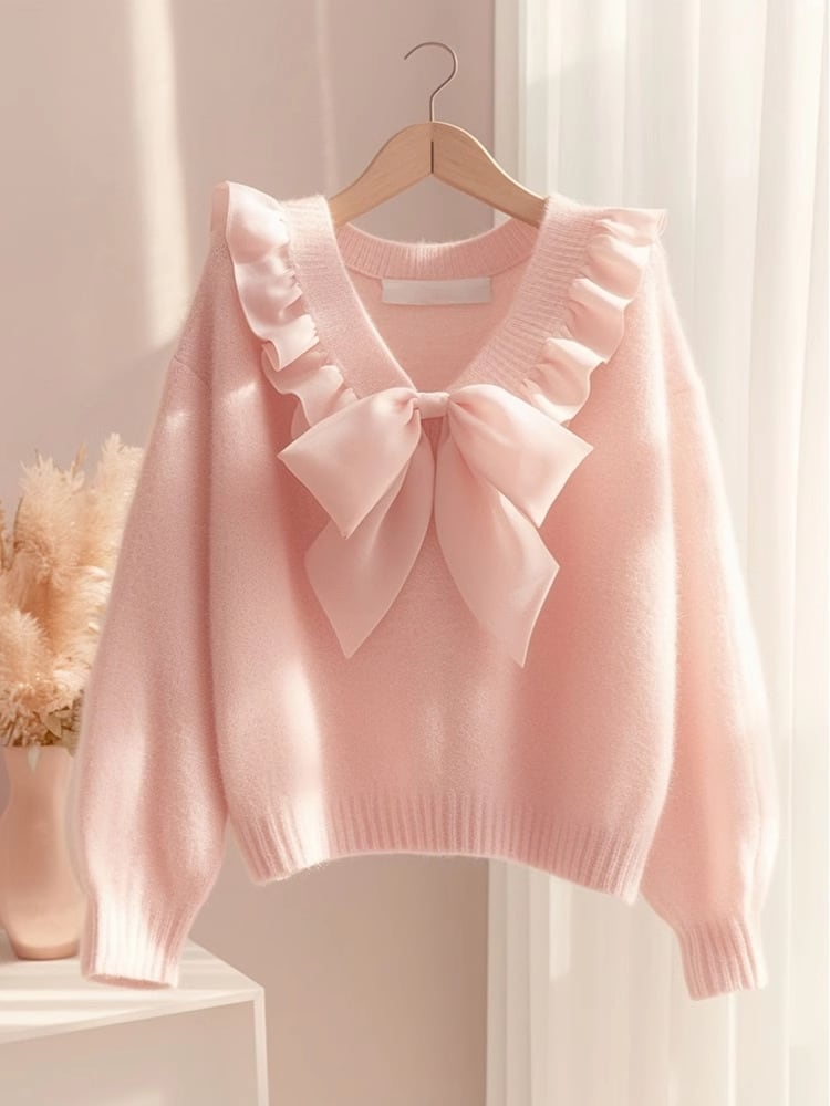 【tops】リボン付きニットセーター M29128