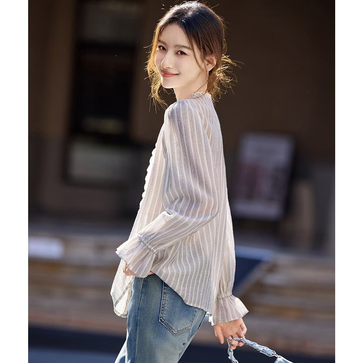 【tops】レース切り替えブラウス M29668