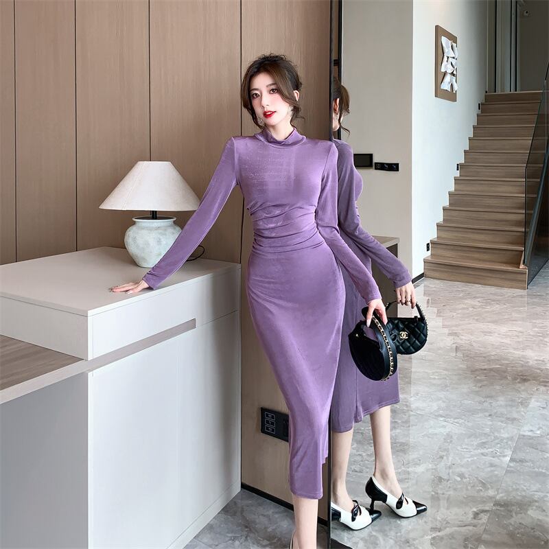 【dress】ハーフネック体型カバーワンピース G20645