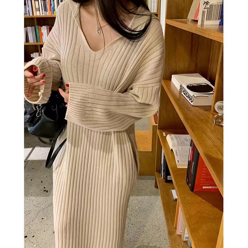 【dress】フード付きニットワンピース M28089