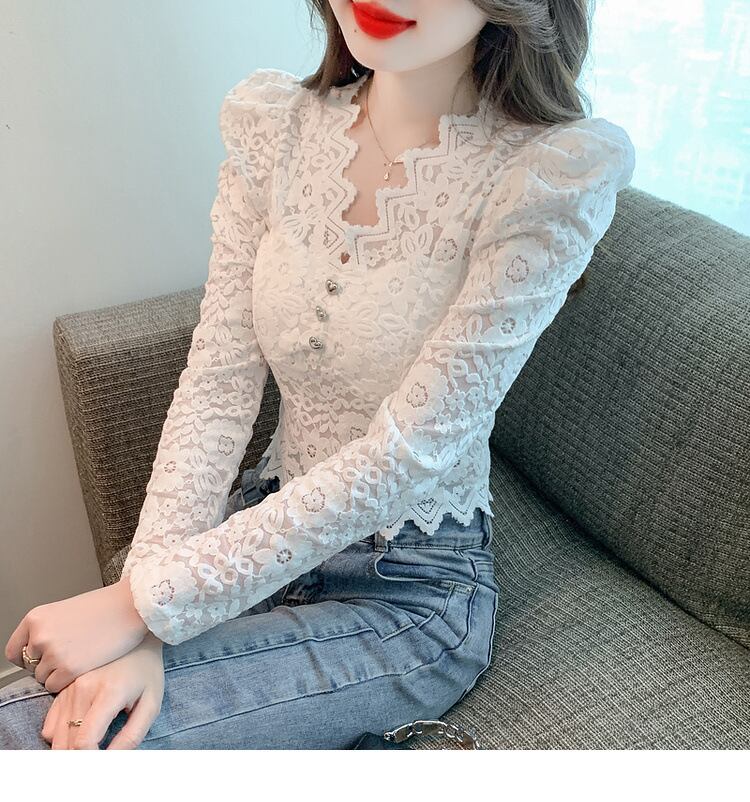 【tops】レースパフスリーブトップス M18847