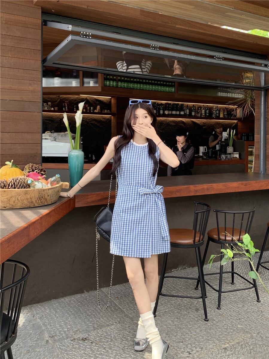 【dress】ノースリーブラウンドネックワンピース G21575