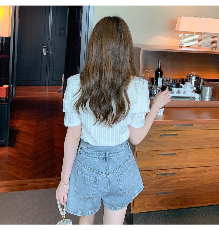 【tops】ボウタイ半袖ブラウスF7452