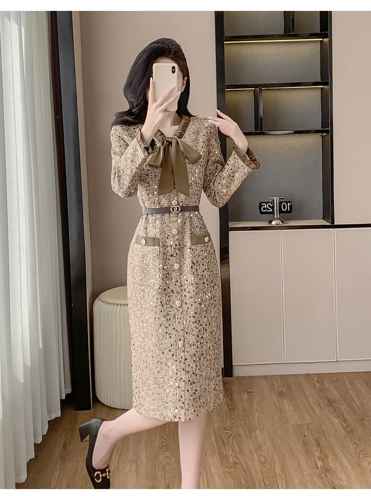 【dress】スパンコールツイードワンピース M27788