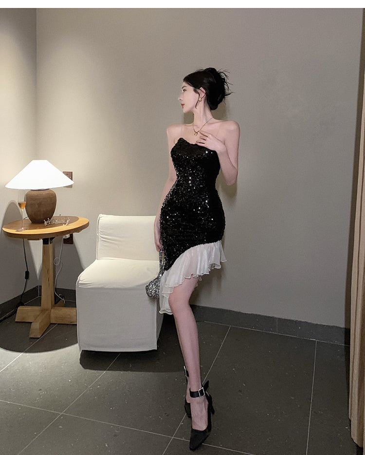 【dress】メッシュ切り替えワンピース G20365