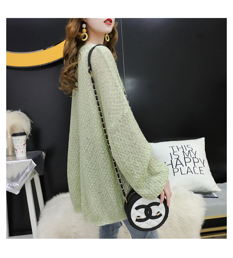 【outer】秋3色韓国ファッション長袖無地ゆったりニットカーディガンF0633