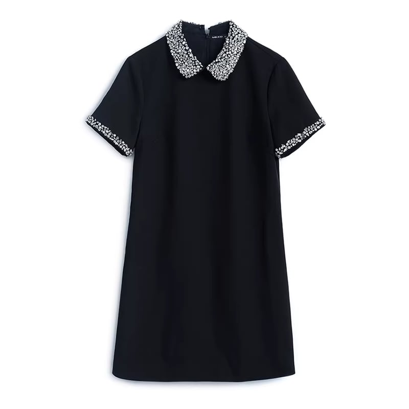【dress】ラインストーン付きミニワンピース Q8435