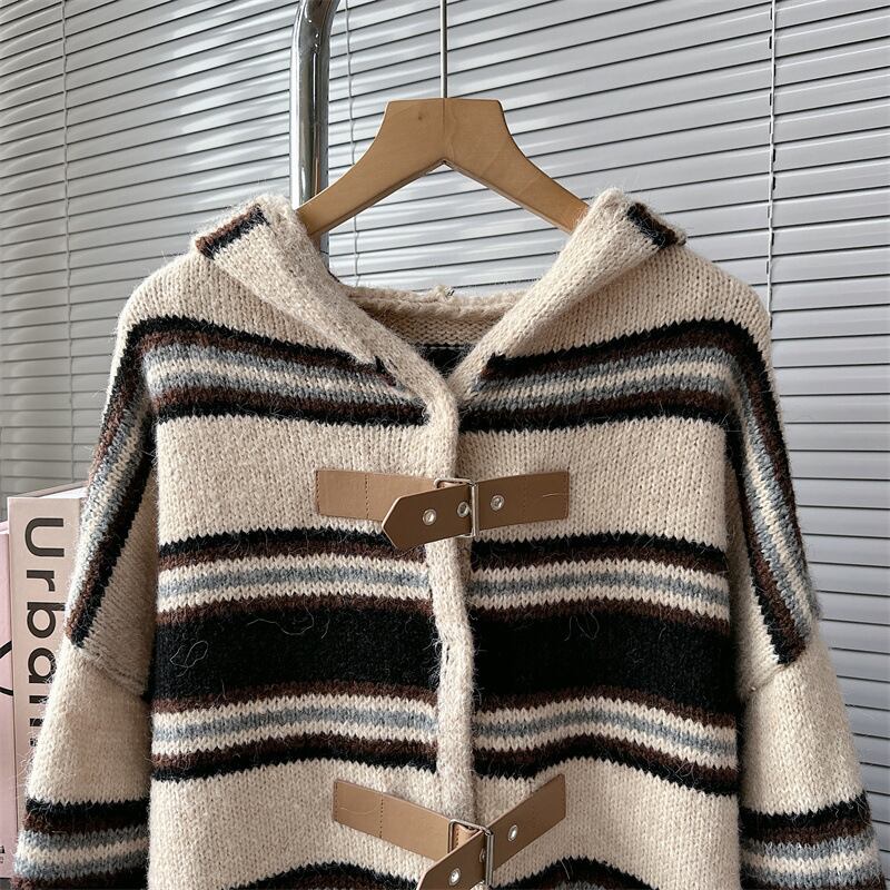 【outer】ボーダー柄ニットカーデ M18737