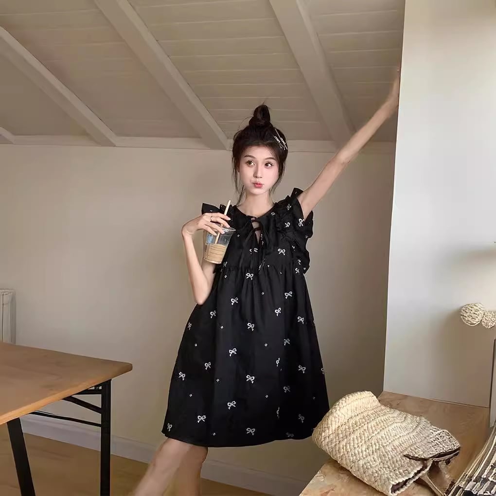 【dress】リボン刺繍ワンピース M25039