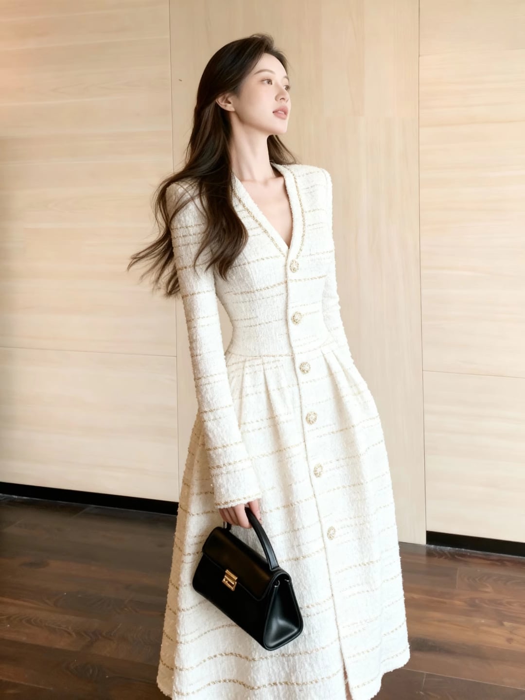 【dress】Vネックロングワンピース Q7550