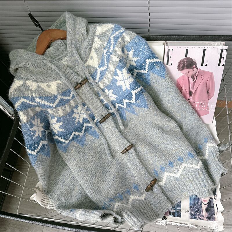 【outer】フード付きニットカーデ M28128