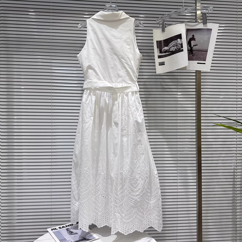 【dress】アイレットレースロングベストワンピース Q8457