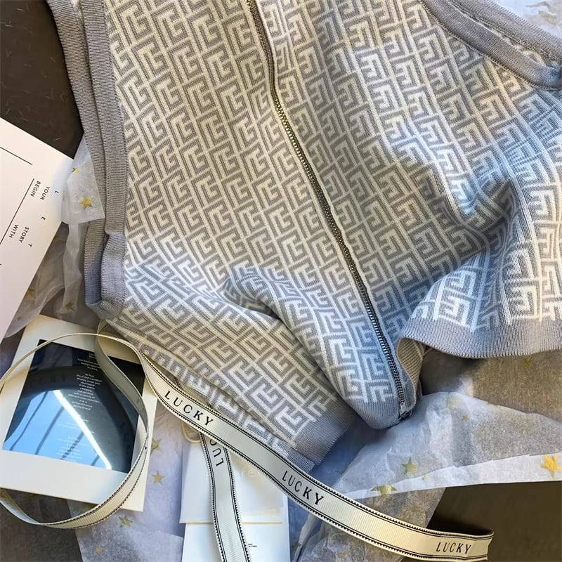 【tops】ノースリーブニットタンクトップF7177